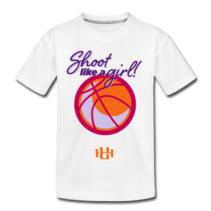 Utah Hoops Shoot Like A Girl Kids' Premium T-Shirt - white