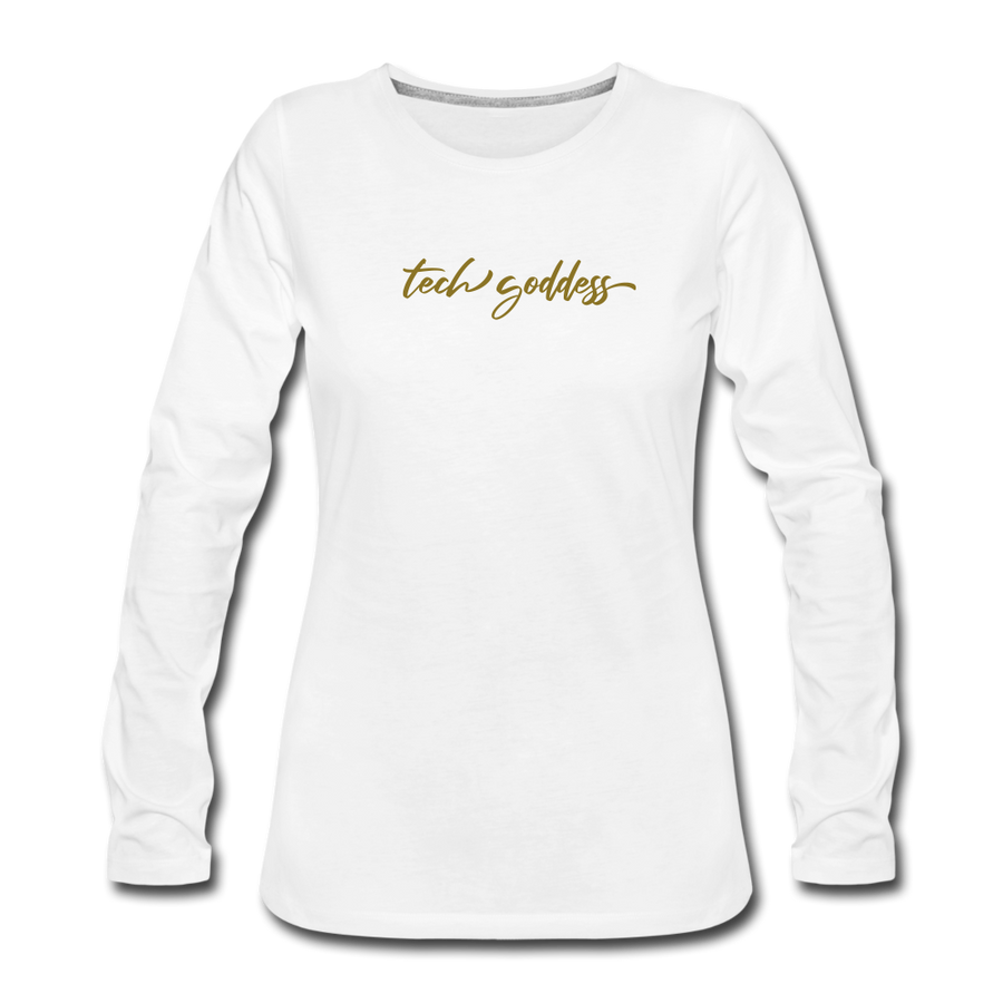 tech goddess® Women's Premium Long Sleeve T-Shirt (MULTIPLE COLORS) - white