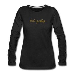 tech goddess® Women's Premium Long Sleeve T-Shirt (MULTIPLE COLORS) - black