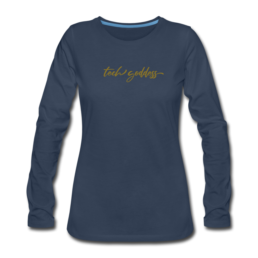 tech goddess® Women's Premium Long Sleeve T-Shirt (MULTIPLE COLORS) - navy