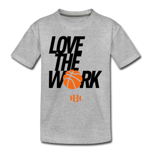 Utah Hoops™ Kids' "Love The Work" Premium T-Shirt - heather gray
